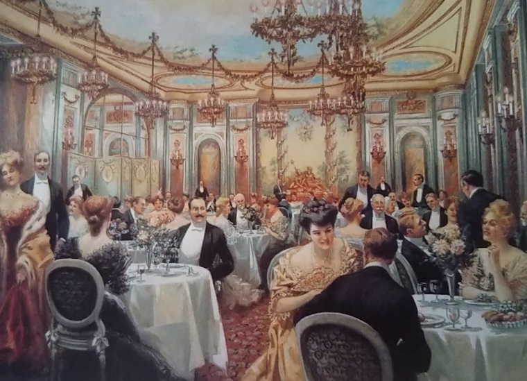 1906年当時のホテルリッツのパームコートの絵