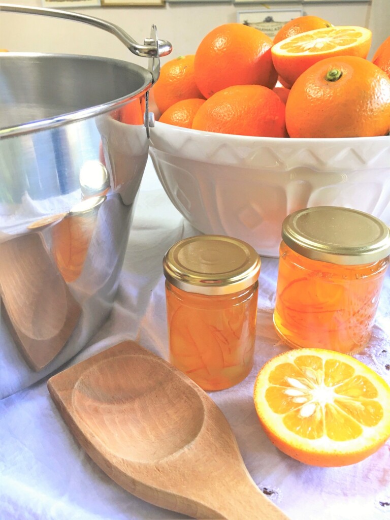 マーマレード作りのためのオレンジとその道具