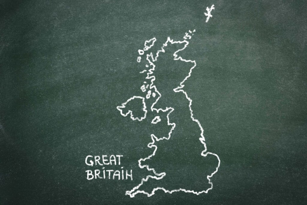 チョークで描かれた英国Great Britainマップ